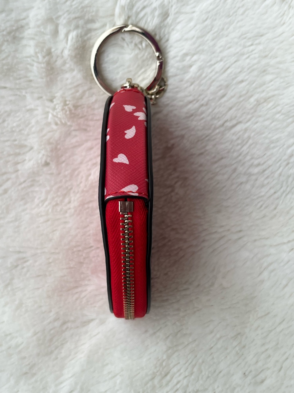 NWOT Kate Spade red and light pink heart coin pouch key fob/coin purse - Picture 9 of 10